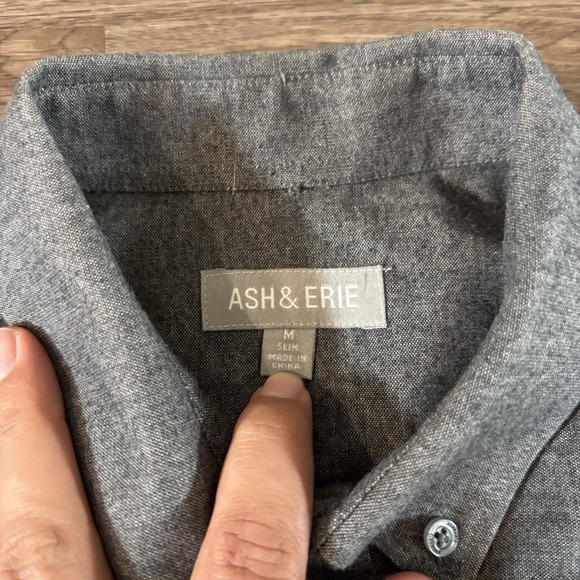 Ash & Erie Heather Charcoal Brushed Shirt Men's Size Medium - Picture 2 of 7